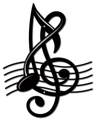Musiknoten Wanddeko aus Metall, schwarz, 30 x 23,6 cm