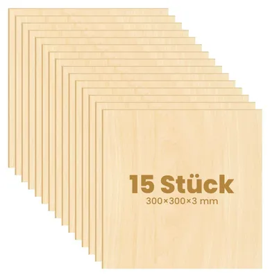 15er-Pack Lindenholz-Sperrholz 300x300x3 mm für Laserschneiden