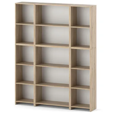 Image de STIV Möbel | Set d'étagères Chêne Sonoma 150x189 cm | 15 étagères | 3 bibliothèques pour salon, bureau, chambre d'enfant