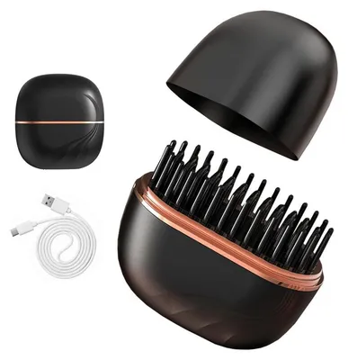 Produktbild von Mini Glättbürste kabellos, tragbarer Haarglätter für unterwegs, für Haare & Bart, ideal für Reisen & Styling