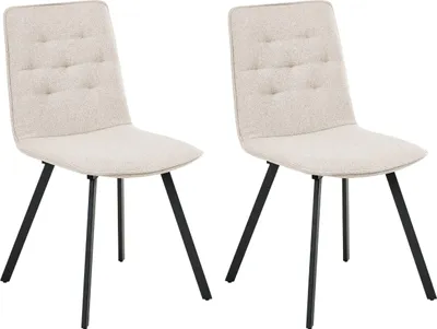 Produktbild von BELIANI Esszimmerstühle 2er Set Hellbeige Stoff Gepolstert mit Schwarzen Beinen Ohne Armlehnen Modern Polsterstühle Küchenstühle Esszimmer Küche