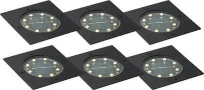 Produktbild von QAZQA - Modern Set mit 6 Bodeneinbaustrahlern Schwarz Quadratisch inkl. LED IP65 Solar - Terry I Außenbeleuchtung - Aluminium Quadratisch - I (nicht austauschbare) LED