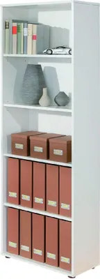 Produktbild von Bücherregal mit 5 Ebenen aus weißem Laminat
