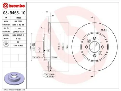 Produktbild von BREMBO Bremsscheiben (2 Stück) Hinterachse 08.9465.10
