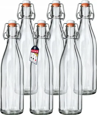 Image de Bouteille en verre - Bouteille pour teinture/jus - 500 ml - Avec bouchon - Lot de 6 - Réutilisable
