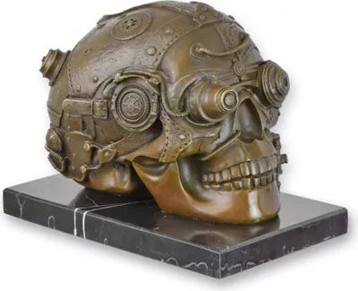 Produktbild von Bronze Skulptur Steampunk Totenkopf Replikat Retro Design Dekoration