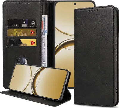 Obrázek produktu pro Vhodné pro pouzdro na telefon Oppo Find X8 z umělé kůže s magnetickým zapínáním a držákem karet Bookcase with Flap - Peněženkové pouzdro s přihrádkou na karty - Black - Smartphonics