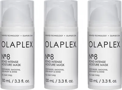 Produktbild von 3 Stück Olaplex No.8 Bond Intense Feuchtigkeitsmaske 100 ml - intensive Feuchtigkeit, repariert geschädigtes Haar, für geschmeidigen Glanz