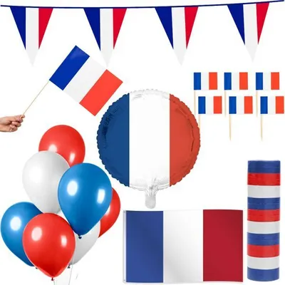 Produktbild von Frankreich Party Deko Set 74 tlg. Partyset Partydeko blau weiß rot