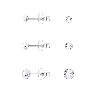 Produktbild von 3er Stecker Set Basic Ohrstecker Kristall Silber 925