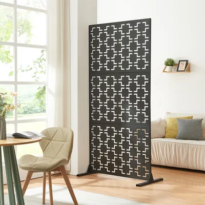 Produktbild von Indoor Trennwand 'Aaskis' verzinkter Stahl 200 x 100 x 50 cm Schwarz