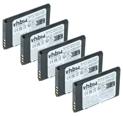Produktbild von vhbw 5x Akku kompatibel mit Team TeCom PS Handy Smartphone Telefon (900 mAh, 3,7 V, Li-Ion)