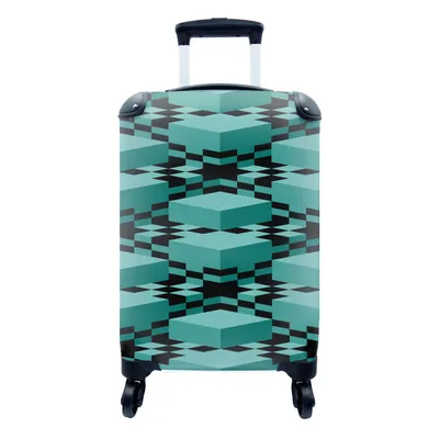 Produktbild von MuchoWow® Koffer Handgepäck Trolley Rollkoffer Kleine Reisekoffer mit 4 Rollen - 3D - Blöcke - Muster - Cabin Size < 55x40x23 cm & 55x40x20 cm - Fotokoffer - Kabinenkoffer - Boardgepäck - Reise-Box - Reisekoffer - Reisegepäck - Koffer mit Bild - Trolley für Kinder