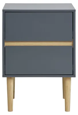 Immagine prodotto di Tavolino Bisley con 2 cassetti in legno grigio scuro 40×35×55 cm