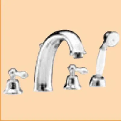Produktbild von Demm Badewannenarmatur Wannenrand 4 Loch Etros Griff weiß chrom 2120, 08145.003.C