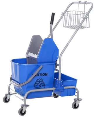 Immagine prodotto di Carrello di pulizia con pressa da 25 litri | Colore: Blu | Dimensioni: 49,5 x 72 x 95 cm