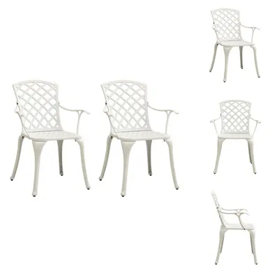 Image de vidaXL Chaises de jardin, lot de 2, en fonte d'aluminium, blanc - Chaises de jardin