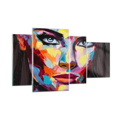 Produktbild von Bilder auf glas - Mädchen Gesicht - 120x70cm - Glasbilder - Wandbilder - Kunstdruck - zum Aufhängen bereit - Wanddekoration aus Glas - Glas Bilder - Wandbild auf Glas - 4 Teile - GDL120x70-3471