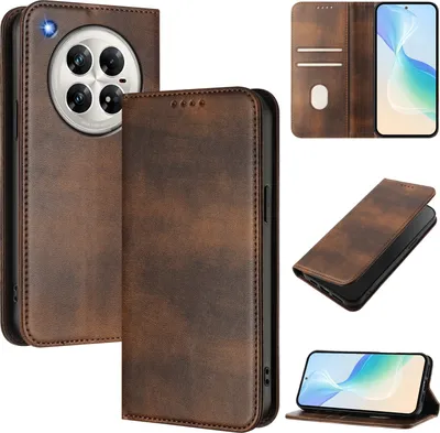 Obrázek produktu pro Pouzdro pro Infinix Zero 40 4G/Zero 40 5G, vintage kožené pouzdro s RFID ochranou, přihrádkami na karty, stojánkem Hnědý
