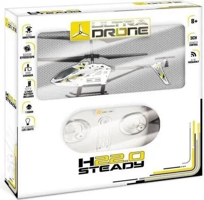 Immagine prodotto di Elicottero radiocomandato, 22 cm, 3 canali, giroscopio, LED, volo stazionario, decollo/atterraggio automatico, uso in interni, ricaricabile