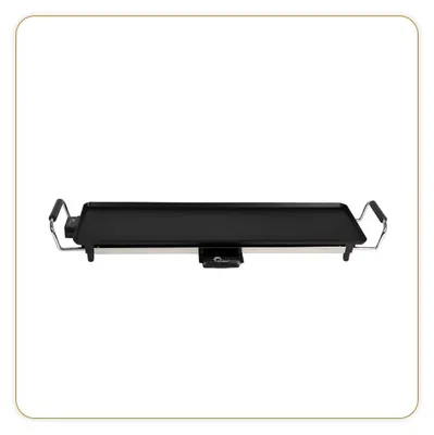 Elektrische Plancha 2000 W, 70x23 cm, Antihaftbeschichtung, Schwarz/Edelstahl