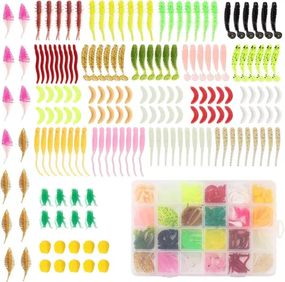 Productafbeelding van Vis Lokaas Set - Zachte Kunstaas - Vissen Op Baars - Realistische Beweging - 190 Stuks - Multicolor