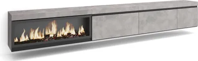Produktbild von TV-Schrank, Lowboard, 317x35x45 cm, Elektrokamin XXL, Hängend, Zementgrau