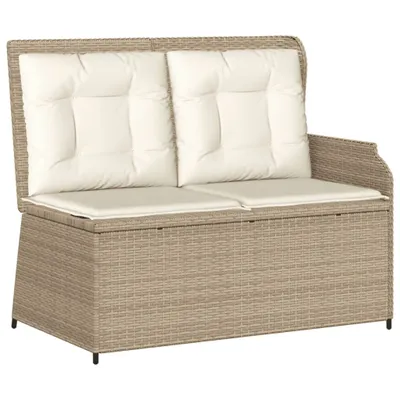 Produktbild von Gartenbank Verstellbar mit Kissen Beige Poly Rattan