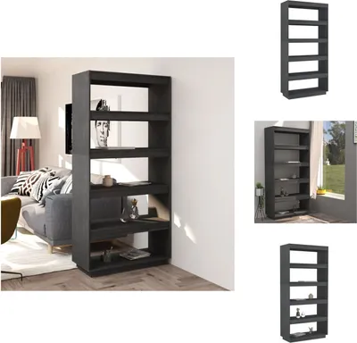 Immagine prodotto di vidaXL Libreria/divisorio grigio 80x35x167 cm in legno di pino massiccio - Librerie e scaffalature