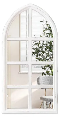 Immagine prodotto di Specchio da parete a forma di arco, 45 x 90 cm, bianco, stile rustico e vintage, ideale per soggiorno, camera da letto o ingresso