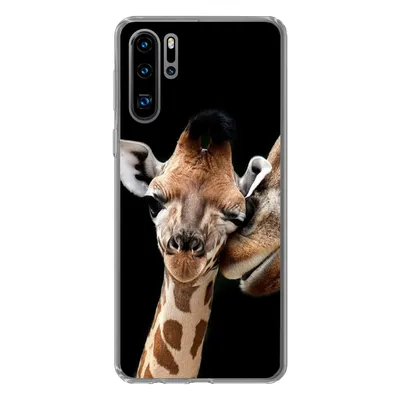 Produktbild von MuchoWow® Handyhülle Schutzhülle Hülle für Huawei P30 Pro Giraffe - Tiere - Schwarz - Porträt - Tiere Silikon Softcase Handy Hülle - Schutzdeckel