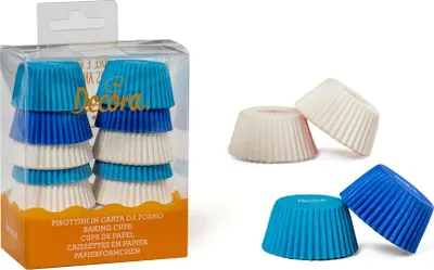 Produktbild von Mini-Muffinförmchen Blau und Weiß 200St. 3,2x2,2cm