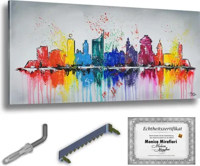 Immagine prodotto di Monica Mirafiori I 100% DIPINTO A MANO I Quadro "Lipsk" I 100x50cm | Quadro dipinto a mano | Quadro acrilico | Quadro acrilico molto grande I Arte moderna I Quadri d'arte