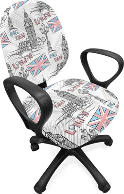 Produktbild von ABAKUHAUS London Bürostuhl Schonbezug, Berühmte Big Ben Sketchy, dekorative Schutzhülle aus Stretchgewebe, Mehrfarbig