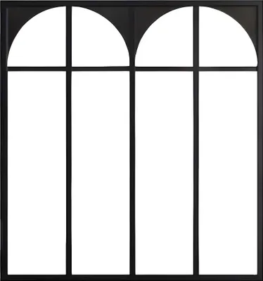 Produktbild von Verglaste Wand im Art déco-Stil, aus thermisch lackiertem Aluminium, 120 × 130 cm - schwarz - ARCADEA