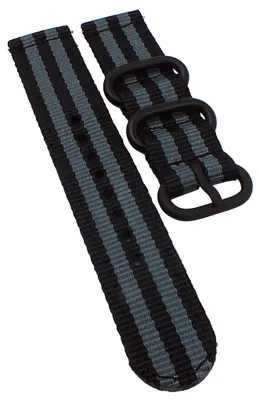 Produktbild von Minott Uhrenarmband schwarz/grau Textil Metallschlaufen gleichlaufend , Stegbreite:18mm