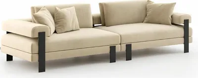 Image de Canapé design, 2 places, canapé moderne, revêtement beige, canapé design