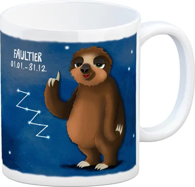 Produktbild von Kaffeebecher mit Sternzeichen Faultier Motiv Becher Tasse