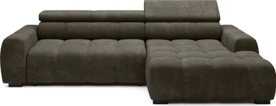 Obrázok produktu pre DomoHome Rohová sedačka BULL - Moderná štýlová rohová sedačka, Nastaviteľný sedák, Bez funkcie spania, Vysokokvalitná látka Eden, Pravostranné usporiadanie, Rozmery: 285x168x97 cm, Farba: DARK GREY