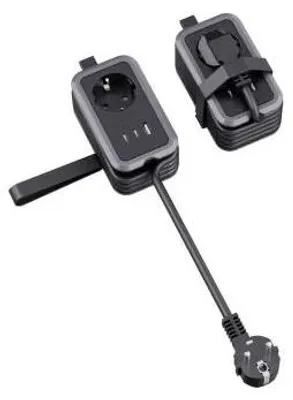 Produktbild von Technaxx Reisesteckdose 230V, 1 x USB-A und 2 x USB-C (PD 20 W), schwarz/grau5338