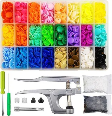 Immagine prodotto di Set di bottoni a pressione in plastica, 24 colori, per cucito e bricolage