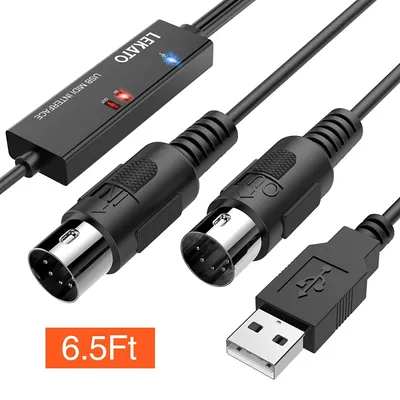 Produktbild von LEKATO USB-zu-MIDI-Schnittstelle MIDI-Kabeladapter mit Eingangs- und Ausgangsanschluss