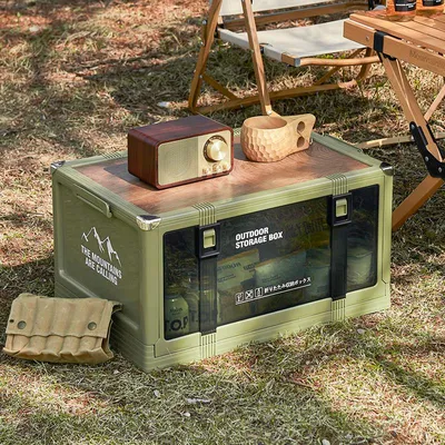 Produktbild von Aufbewahrungsbox, faltbar - Beige, klein - Kunststoff - Stapelbar