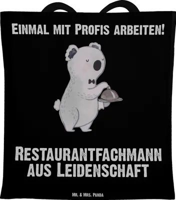 Produktbild von Mr. & Mrs. Panda Schultasche Restaurantfachmann Leidenschaft - Schwarz - Geschenk, Shopping Tasche, canvas, Jutetasche, Beutel, Tote Bag