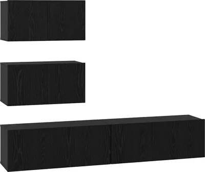 Immagine prodotto di vidaXL Set di mobili TV, 4 pezzi, pannello di legno effetto noce nero