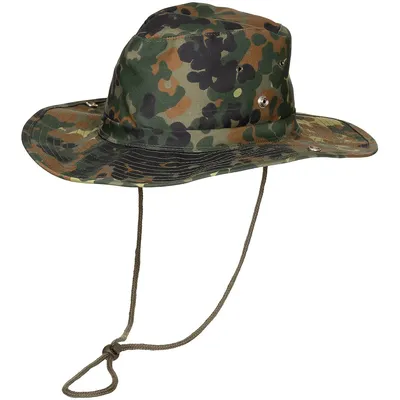 Produktbild von MFH Buschhut, mit Kinnband, zum Hochstellen, flecktarn