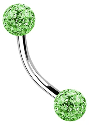 Produktbild von Titan Piercing Schmuck Banane 1,2 x 8 mm + Epoxy Kugeln in hellgrün