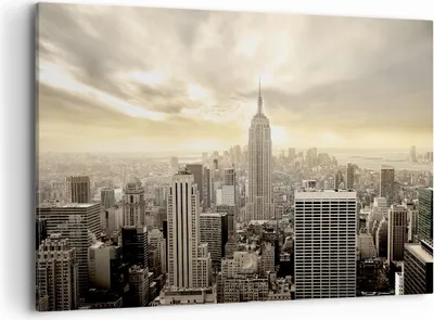 Produktbild von Bild auf Leinwand - Leinwandbild - Stadt Wolkenkratzer Manhattan New York - 100x70cm - Wand Bild - Wanddeko - Leinwanddruck - Bilder - Kunstdruck - Leinwand bilder - Wandkunst - AA100x70-2630
