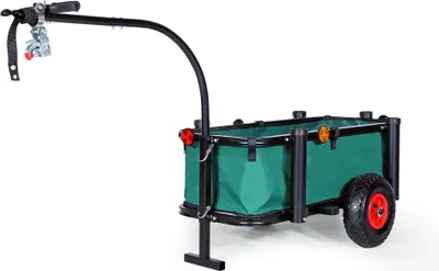 Produktbild von Wiltec Angelwagen mit Tasche, Angel Trolley bis 50 kg, Transportkarre mit 60 l Volumen, Bollerwagen mit Luftreifen, Transportwagen aus Stahl