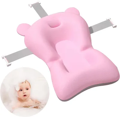 Obrázek produktu pro Závěsný polštářek do vany zabraňuje sklouzávání, měkký, lehký, nastavitelný, rychle schnoucí, pro miminka (RŮŽOVÝ)